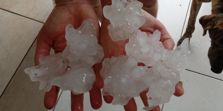 Temporal de granizo causa estragos em São Lourenço do Sul