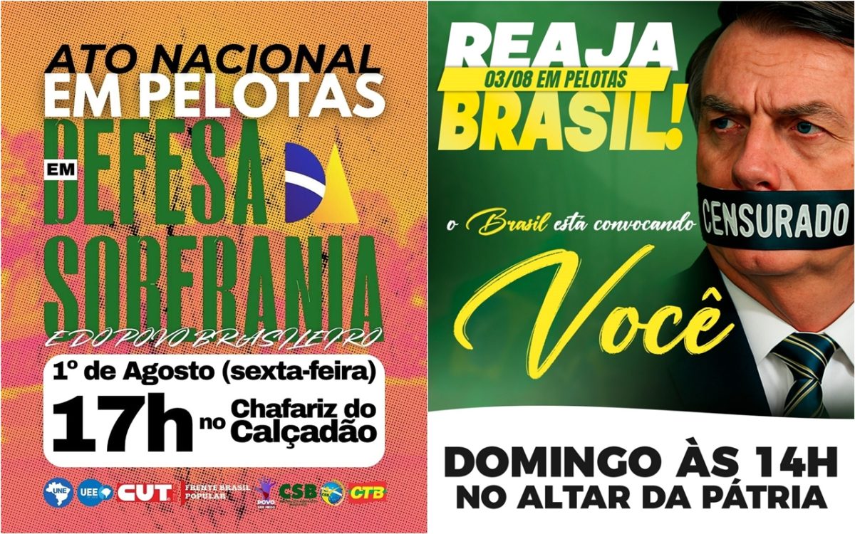 Esquerda e direita convocam manifestações em Pelotas