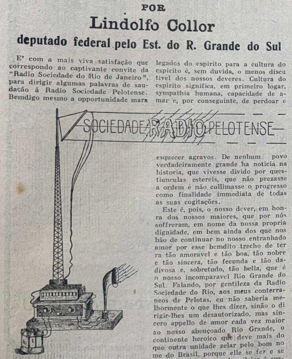 Criação da Rádio Sociedade Pelotense repercute na capital federal do país