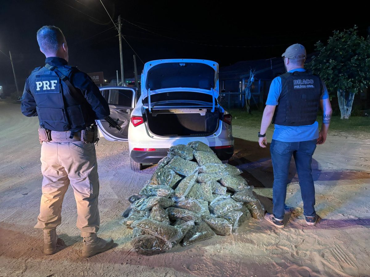 Casal é preso com 46 quilos de skunk na BR-471, em Rio Grande