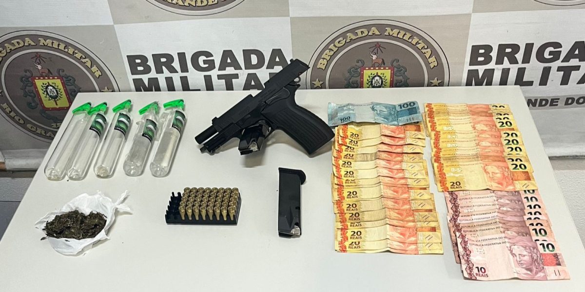 Brigada Militar prende dois homens por tráfico de drogas e porte ilegal de arma na orla do Cassino