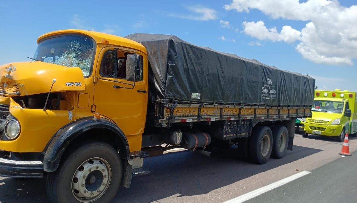 Colisão entre caminhões é registrada na BR-116 em São Lourenço do Sul